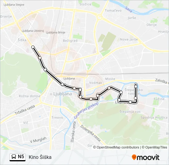 N5 Bus Line Map