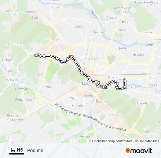 N5 bus Line Map