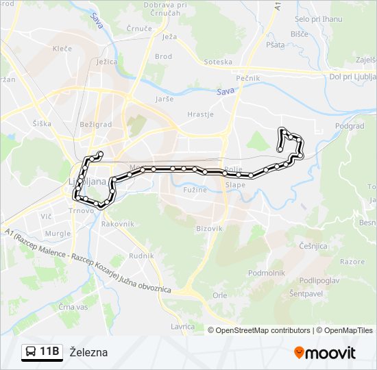 11B bus Line Map