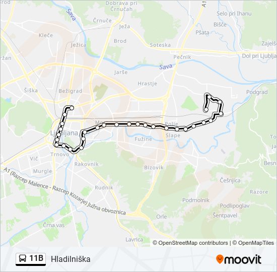 11B bus Line Map