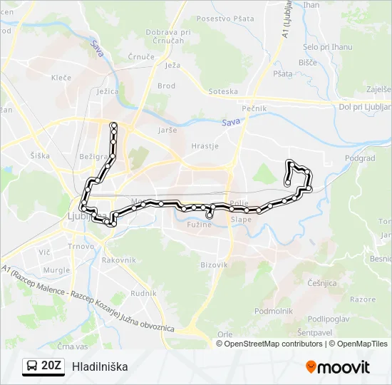 20Z Bus Line Map