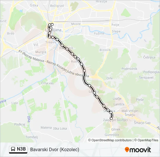 N3B Bus Line Map