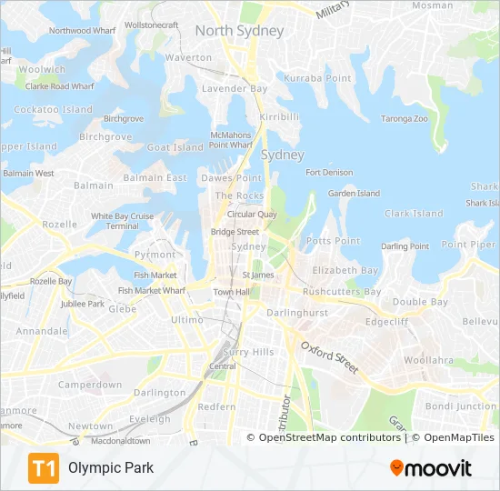 T1 Train Line Map T1 Route: Schedules, Stops & Maps - Olympic Park (Updated)