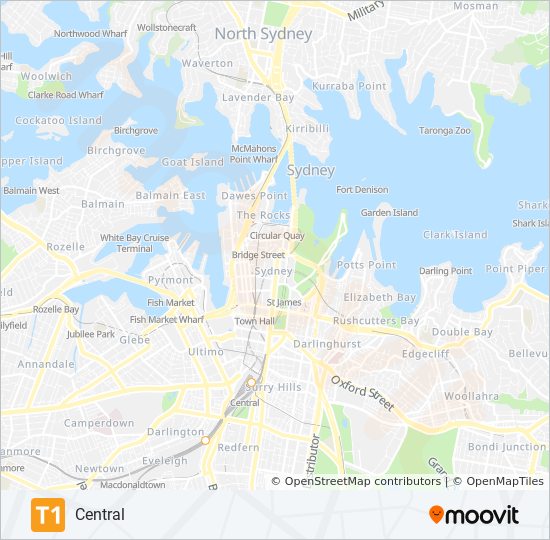 T1 Train Line Map T1 Route: Schedules, Stops & Maps - Central (Updated)