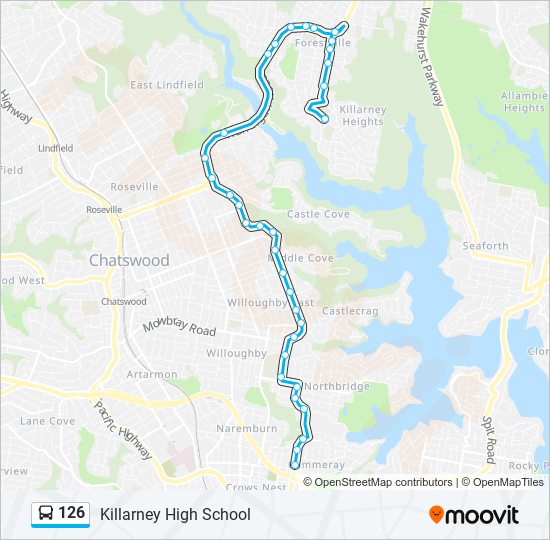 126 bus Line Map