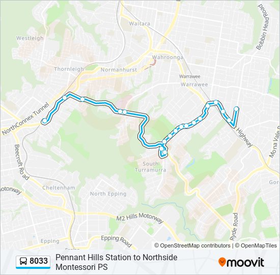 8033 bus Line Map