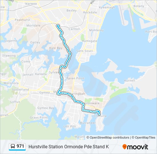 971 Route: Schedules, Stops & Maps - Hurstville Station Ormonde Pde ...