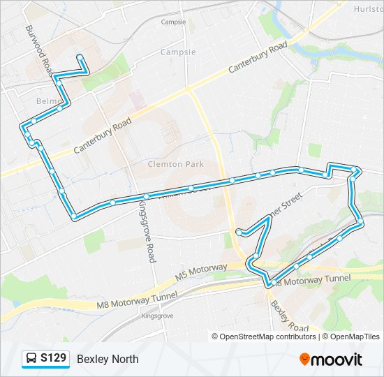 Mapa de S129 de autobús