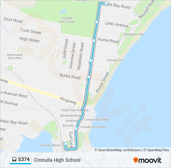 S374 bus Line Map