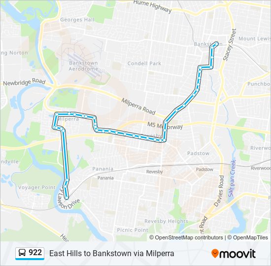 922 Route: Schedules, Stops & Maps - East Hills Station (Updated)