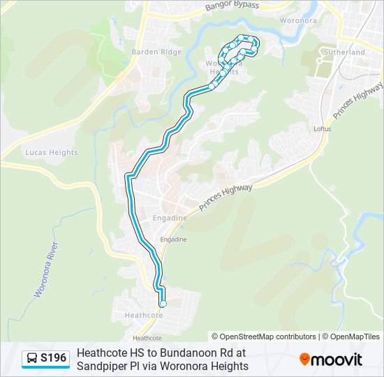 S196 bus Line Map