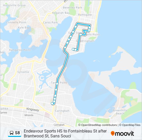 s8 Route: Schedules, Stops & Maps - Sans Souci - Fontainbleau St (Updated)