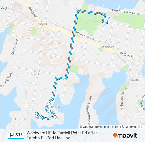 S18 bus Line Map