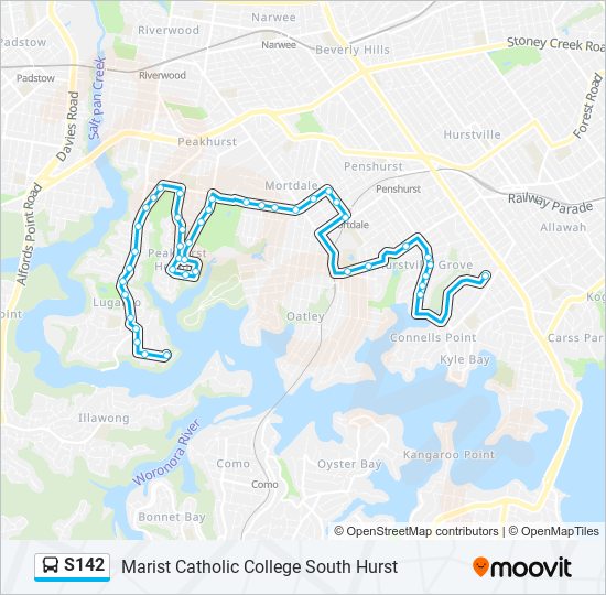 Mapa de S142 de autobús