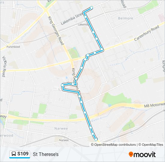 Mapa de S109 de autobús