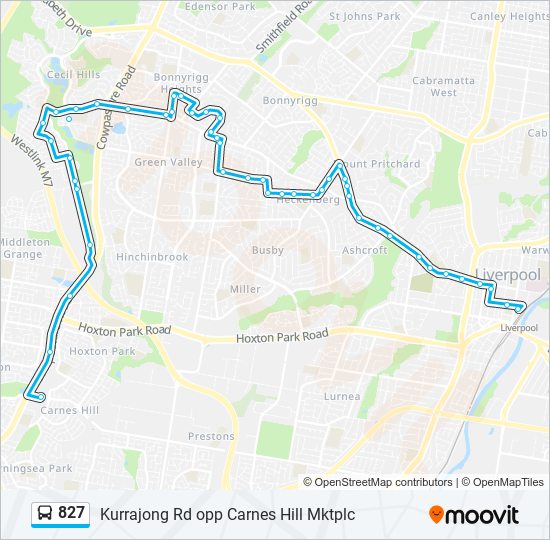 827 Route Schedules, Stops & Maps Kurrajong Rd opp Carnes Hill