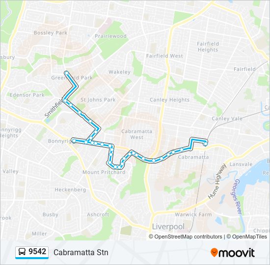 9542 Route: Schedules, Stops & Maps - Cabramatta Stn (Updated)