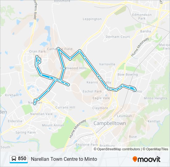 850 Route: Schedules, Stops & Maps - Narellan Town Ctr (Updated)