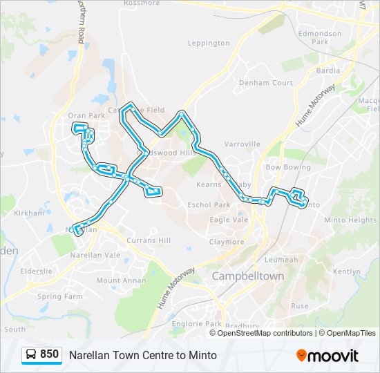 850 Route: Schedules, Stops & Maps - Narellan Town Ctr (Updated)