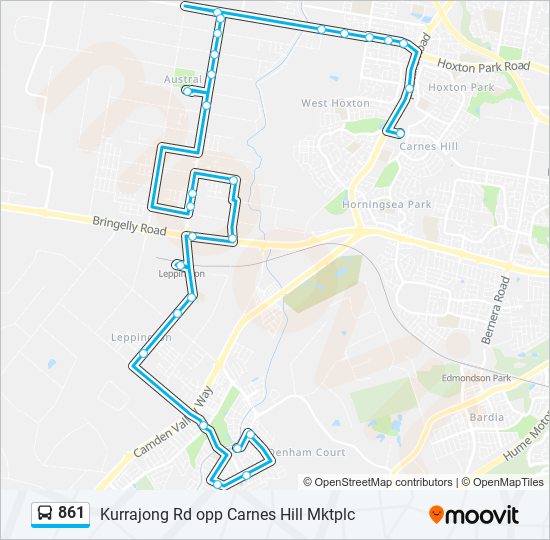 861 Route Schedules, Stops & Maps Kurrajong Rd opp Carnes Hill