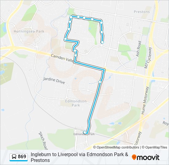 869 Route Schedules, Stops & Maps Tolland St opp Braidwood Dr (Updated)