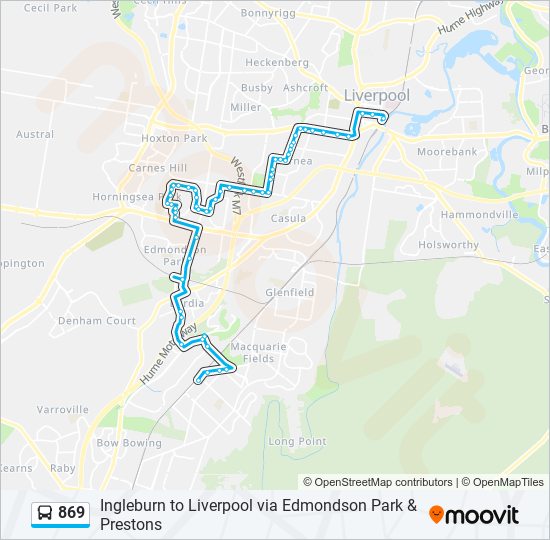 869 Route Schedules, Stops & Maps Ingleburn Rd after Oxford Rd (Updated)