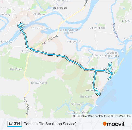 314 Route: Schedules, Stops & Maps - Taree To Old Bar Loop (Updated)