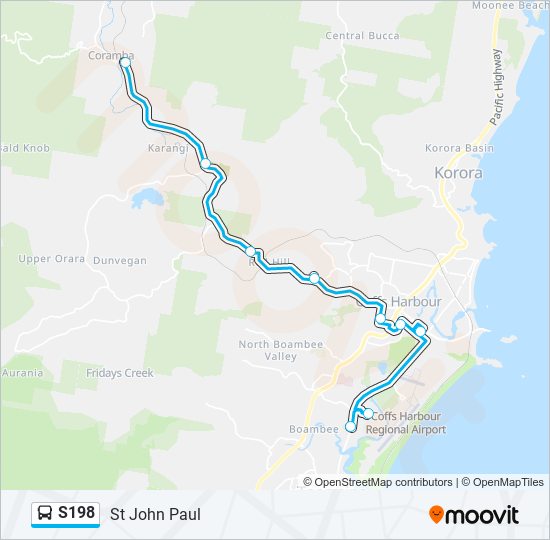 S198 bus Line Map