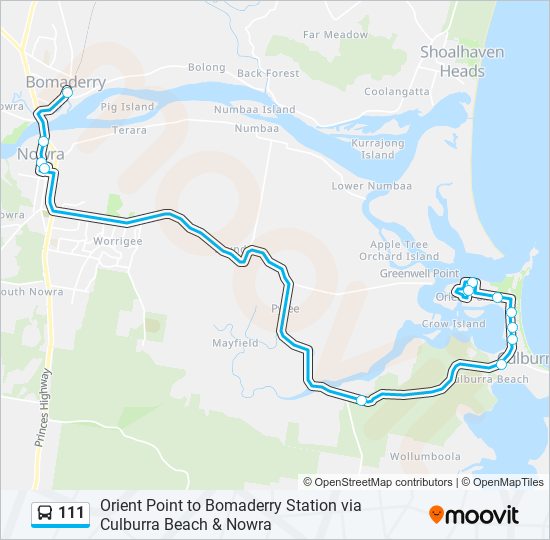 111 Route: Schedules, Stops & Maps - Bomaderry & Nowra (Updated)