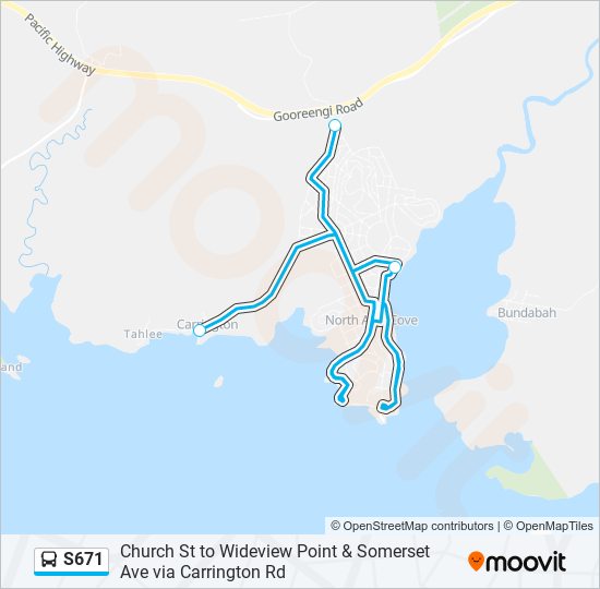 Mapa de S671 de autobús