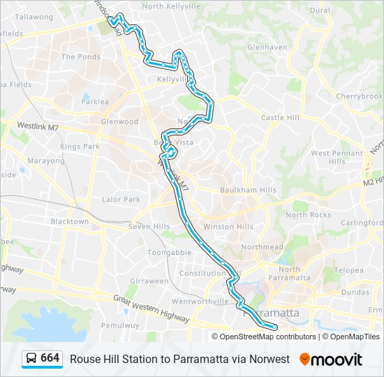 Mapa de 664 de autobús