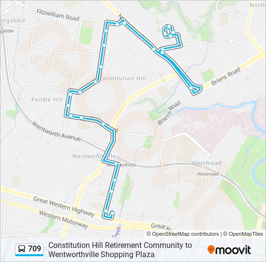 709 bus Line Map