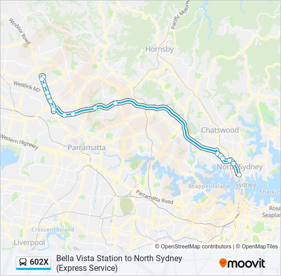 Mapa de 602X de autobús