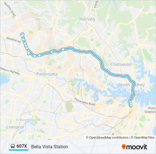 607X bus Line Map