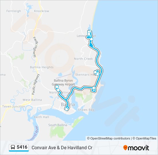 Mapa de S416 de autobús