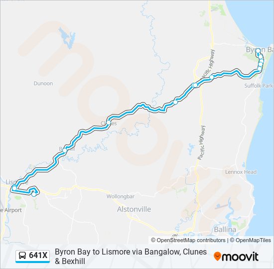 Mapa de 641X de autobús