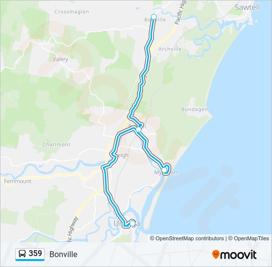 Mapa de 359 de autobús