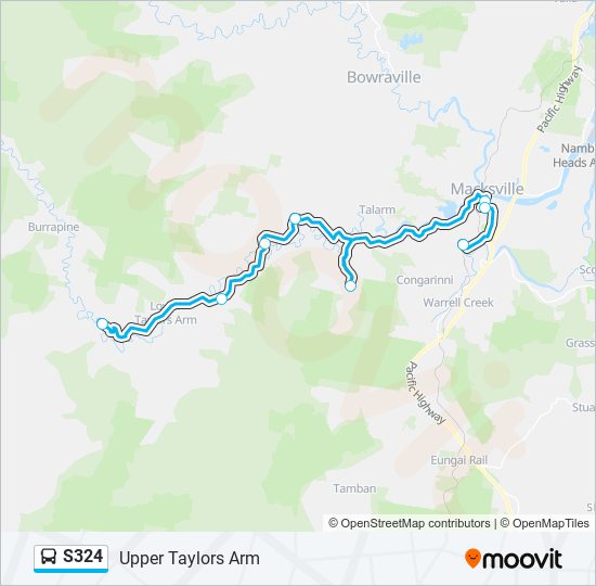 S324 bus Line Map