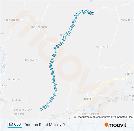 653 Route: Schedules, Stops & Maps - Dunoon Rd at Mcleay R (Updated)