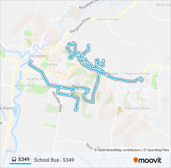 S349 bus Line Map