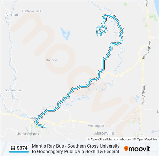 S374 bus Line Map