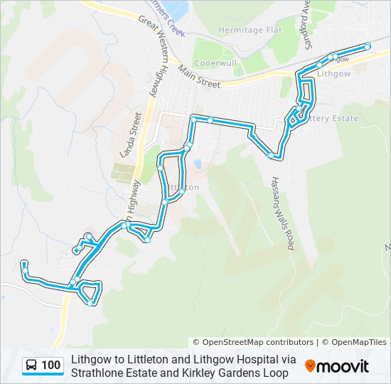 Mapa de 100 de autobús