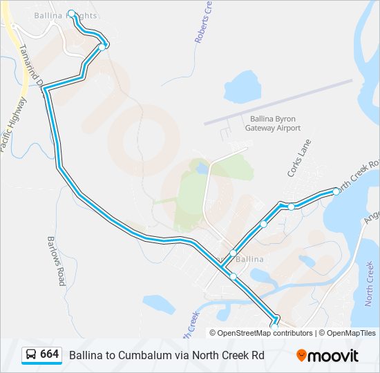 Mapa de 664 de autobús