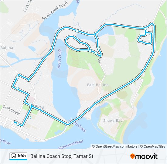 Mapa de 665 de autobús