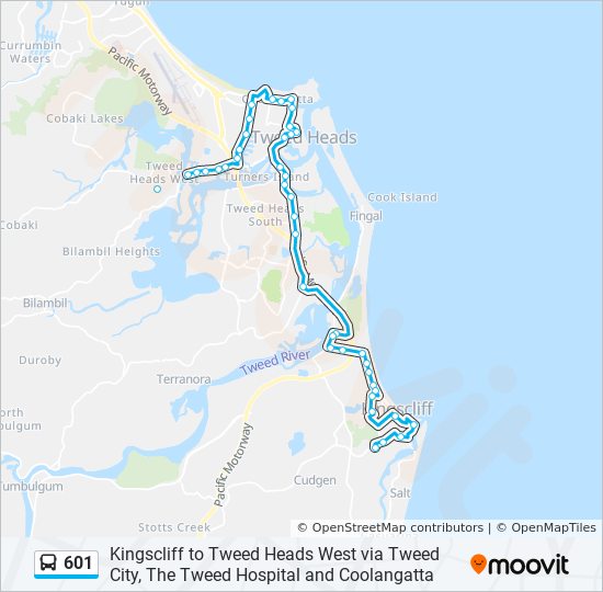 Map Of Tweed Heads 601 Route: Schedules, Stops & Maps - Tweed Heads West (Updated)