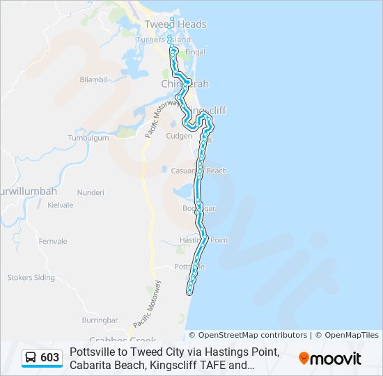 Map Of Pottsville Nsw 603 Route: Schedules, Stops & Maps - Pottsville (Updated)