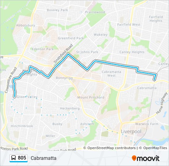 Bus 805 Route Map 805 Route: Schedules, Stops & Maps - Cabramatta (Updated)