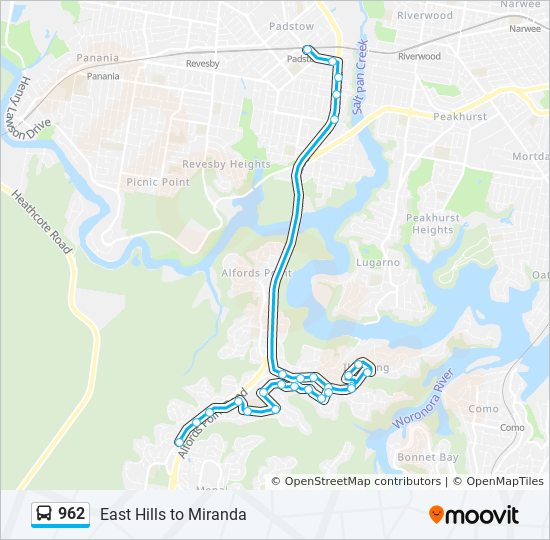 Bus 962 Route Map 962 Route: Schedules, Stops & Maps - Bradman Dr (Updated)