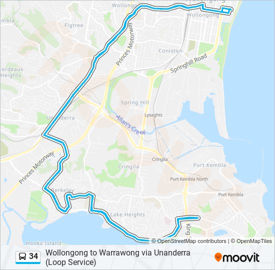 34 Route: Schedules, Stops & Maps - Wollongong (Updated)