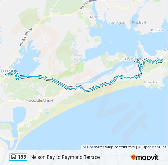 Mapa de 135 de autobús